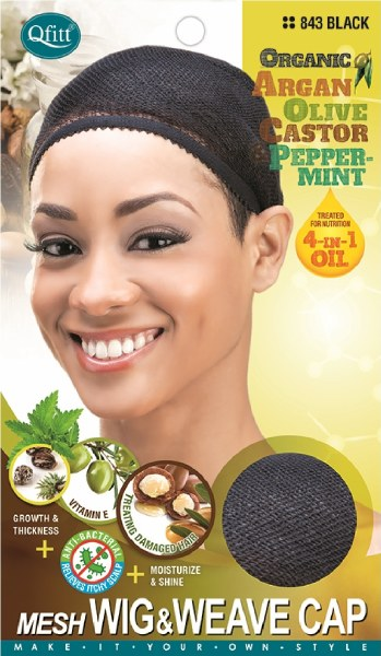 Qfitt Organic Black Mesh Wig Weave Cap